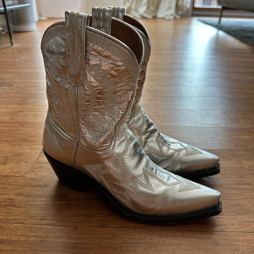 Miron Crosby Metallic Silver Maggie Cowboy Boots sz8
